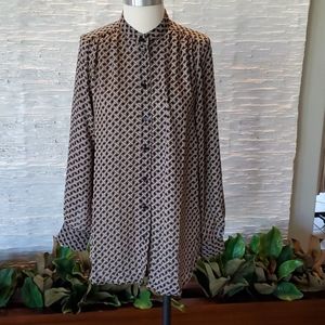 H & M Geo Print Tunic in Black/Beige/Cream, Size 2